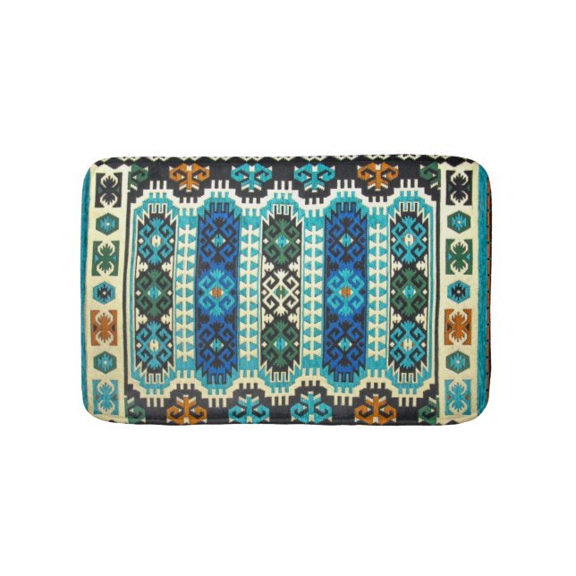 Türkisch-Persischer Teppich Blau grün Badematte (Vorderseite)