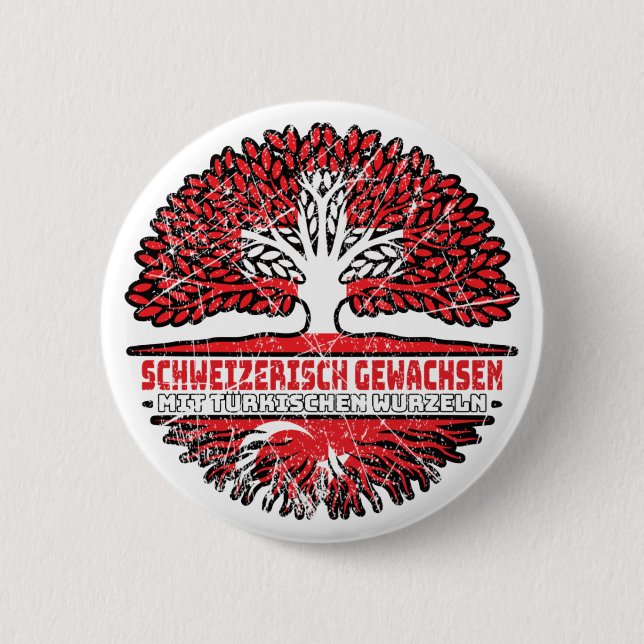 Türkisch Schweizer Baum Wurzel Flag Button (Vorderseite)