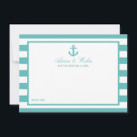 Türkisch-türkisfarbene Stripe Anchor Hochzeit Hinweiskarte<br><div class="desc">Feiern Sie stilvoll mit diesen nautischen Ankerausweisen. Das schlichte, aber stilvolle Design ermöglicht es Ihren Gästen, sich einen Ratschlag zu schreiben, damit Sie in den nächsten Jahren behalten und lesen können. Die Formulierung ist leicht zu personalisieren, sodass diese Karten schnell in Ratenkarten für Brautpartys, Verlobungen, Jubiläen, Abschlüsse und viele andere...</div>