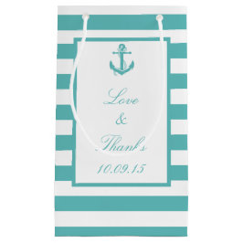 Türkisch-türkisfarbener Stripe Anchor Hochzeitsges Kleine Geschenktüte