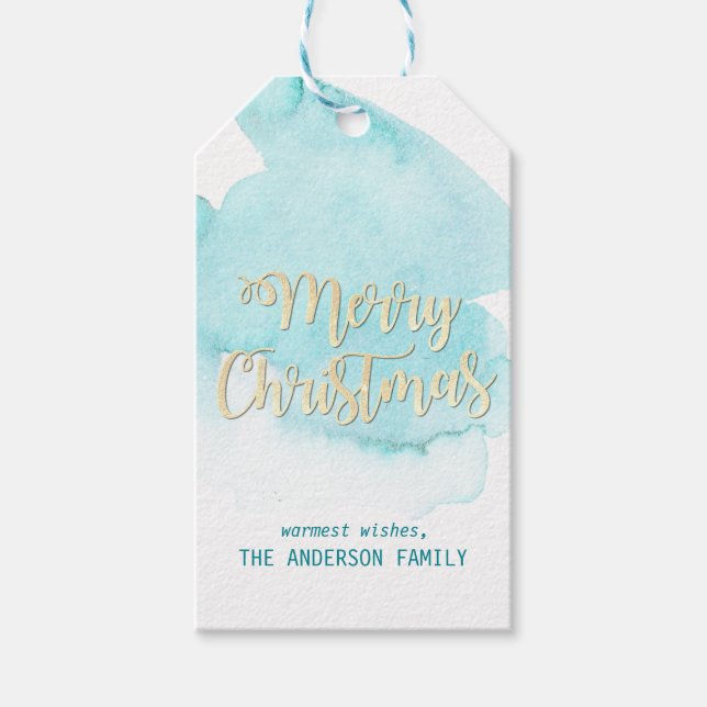 Türkisch türkisfarbenes blaues Wasser Weihnachten  Geschenkanhänger (Vorderseite)