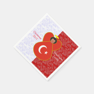 Türkische Angelflagge Rot-Weiß-Personalisiert Serviette