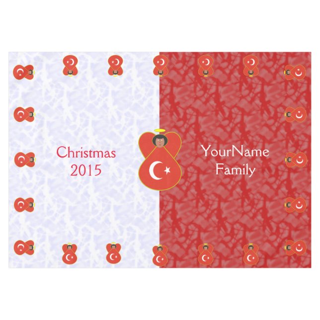 Türkische Angelflagge Rot-Weiß-Personalisiert Tischdecke (Vorderseite (Horizontal))
