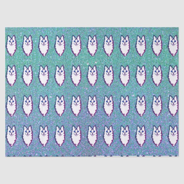 Türkische Angora Katze - Blaues Mit Augen Angora Seidenpapier (Vorderseite)