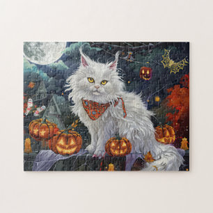 Türkische Angora-Katze Halloween Gruselig
