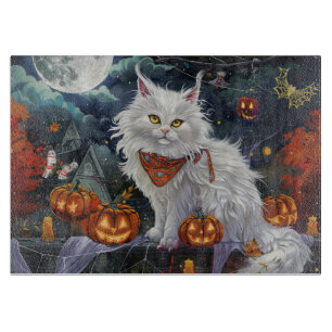 Türkische Angora-Katze Halloween Gruselig Schneidebrett