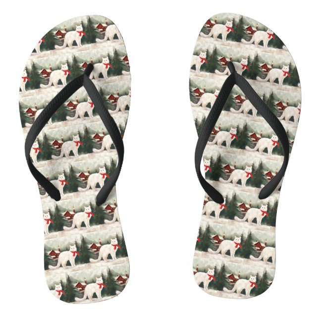Türkische Angora Katze im Schnee Weihnachten Flip Flops (Fußbett)
