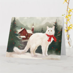 Türkische Angora Katze im Schnee Weihnachten Karte