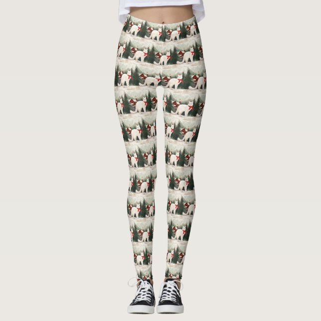Türkische Angora Katze im Schnee Weihnachten Leggings (Vorderseite)