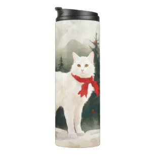 Türkische Angora Katze im Schnee Weihnachten Thermosbecher