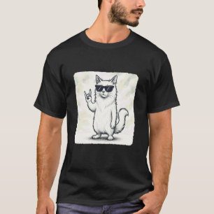 Türkische Angora-Katze Sonnenbrille Rockmusik Lust T-Shirt