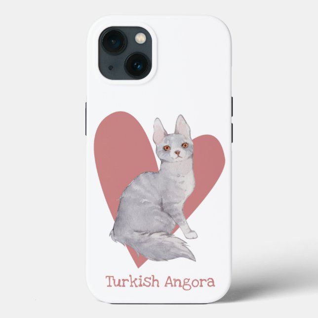 Türkische Angora Katze Wasserfarbe Kitty Pink Herz Case-Mate iPhone Hülle (Rückseite)