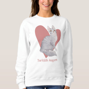 Türkische Angora Katze Wasserfarbe Kitty Pink Herz Sweatshirt