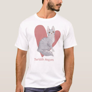 Türkische Angora Katze Wasserfarbe Kitty Pink Herz T-Shirt