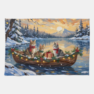 Türkische Angora-Katze Weihnachtsboot Urlaub Geschirrtuch