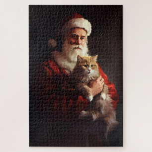 Türkische Angora-Katze Weihnachtsmann Festlich Wei