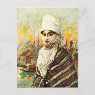 Türkische Dame in traditioneller Kleidung Postkarte