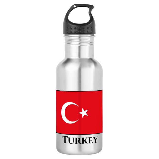 Türkische Flagge Edelstahlflasche (Vorderseite)