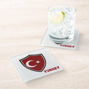 Türkische Flagge Glasuntersetzer