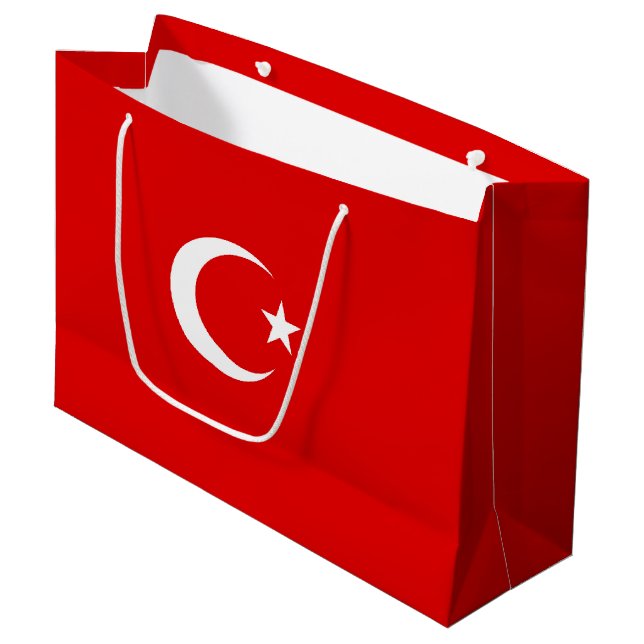 Türkische Flagge Große Geschenktüte (Vorderseite Schrägansicht)