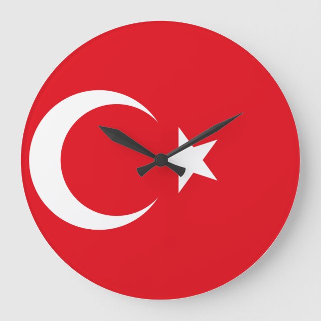 Türkische Flagge Große Wanduhr (Vorderseite)