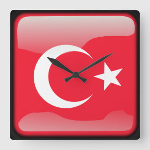 Türkische Flagge Quadratische Wanduhr