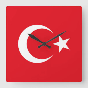 Türkische Flagge Quadratische Wanduhr