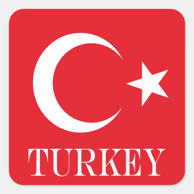 Türkische Flagge Quadratischer Aufkleber (Vorderseite)