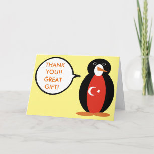 Türkische Flagge Sprechende Ms. Pinguin Dankeskart Dankeskarte