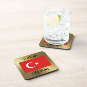 Türkische Flagge+Text-Untersetzer Getränkeuntersetzer