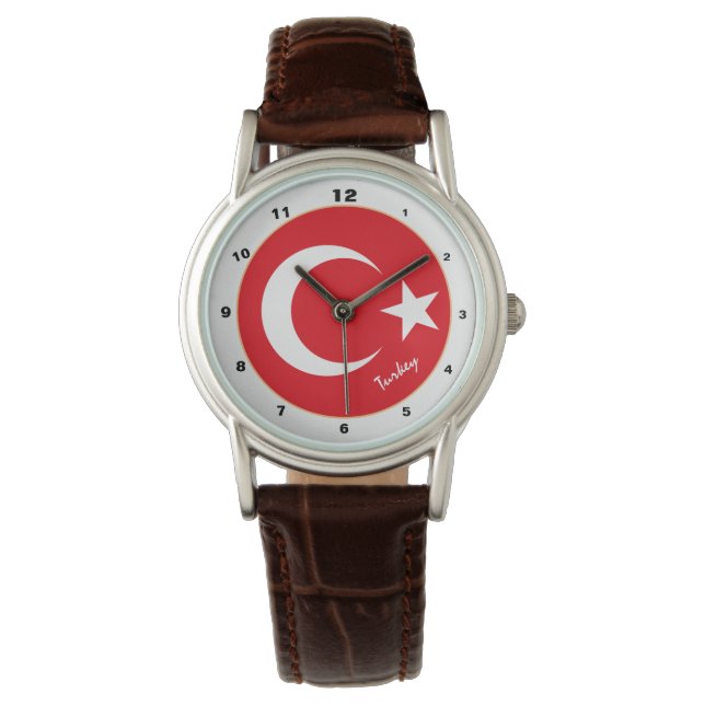 Türkische Flagge & trendige türkische Mode /Design Armbanduhr (Vorderseite)