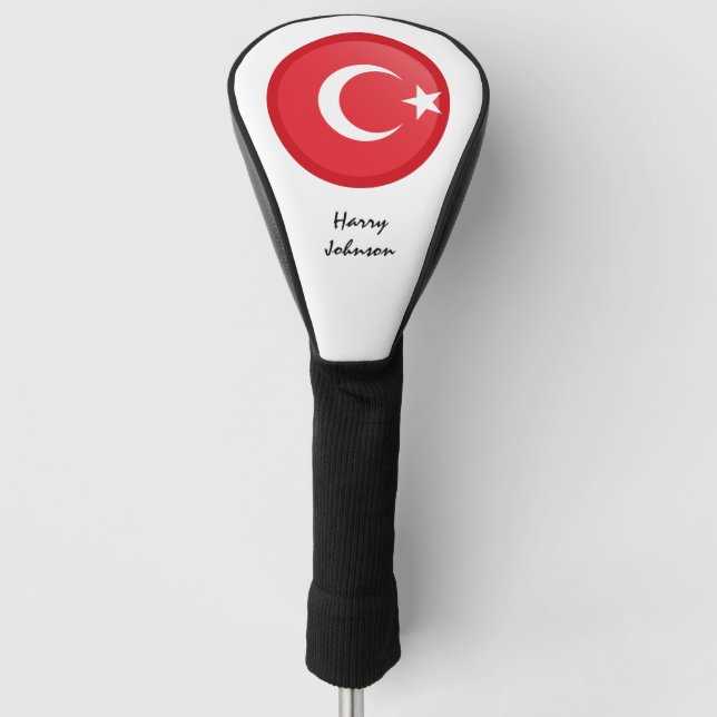 Türkische Flagge und Mit Monogramm Golfplätze Golf Headcover (Vorderseite)