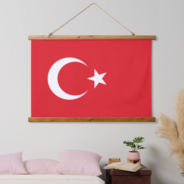 Türkische Flagge Wandteppich Mit Holzrahmen (Schlafzimmer)
