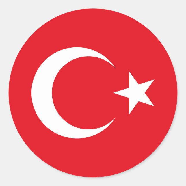Türkische Flaggenrunde Runder Aufkleber (Vorderseite)