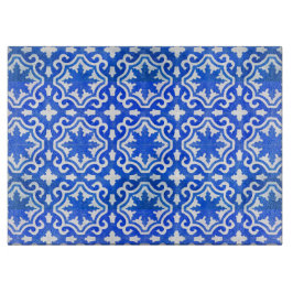 Türkische Fliese in Blauem und in weißem Schneidebrett