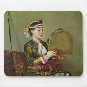Türkische Frau mit einem Tambourine Mousepad
