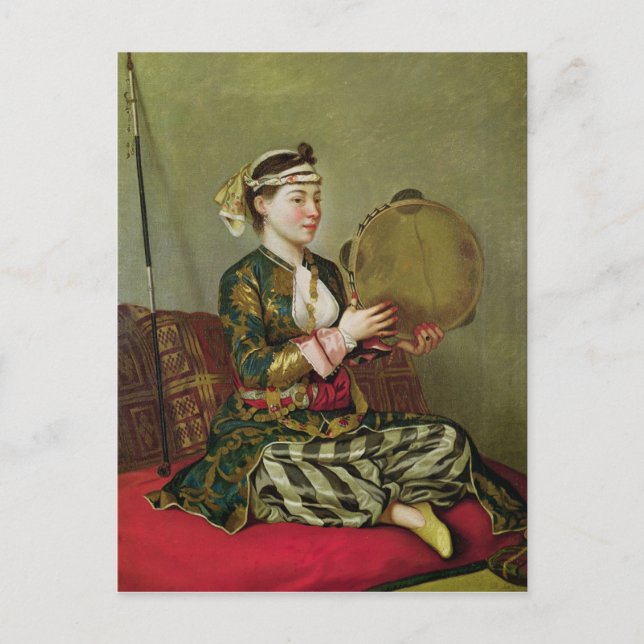 Türkische Frau mit Tambourine Postkarte (Vorderseite)