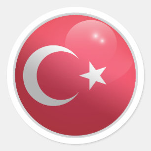 Türkische Glossy Circle Flag Runder Aufkleber