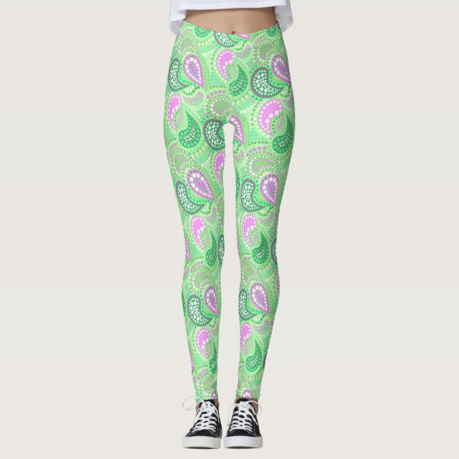 Türkische Gurken abstraktes Polka-Punktmuster Leggings (Vorderseite)