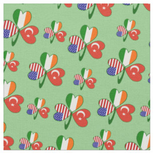 Türkische Irische Amerikanische Flaggen Shamrock P Stoff