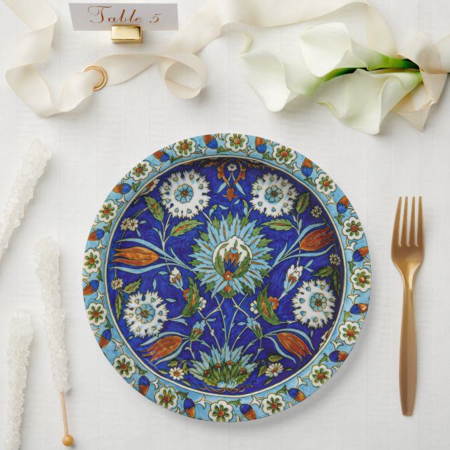 Türkische Iznik Blume Motif für Hochzeiten Pappteller (Hochzeit)