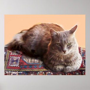 TÜRKISCHE KATZE AUF DEM ALTEN TEPPICH POSTER