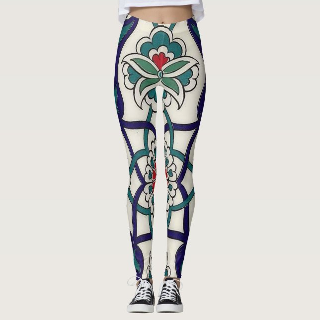 Türkische Keramik Floral Leggings (Vorderseite)