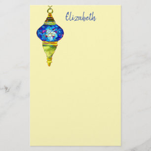 Türkische Lampen blaue Mosaik Aquarellkunst Briefpapier