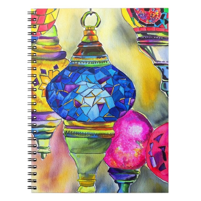 Türkische Lampen Mosaik Aquarell Kunst Notizblock (Vorderseite)