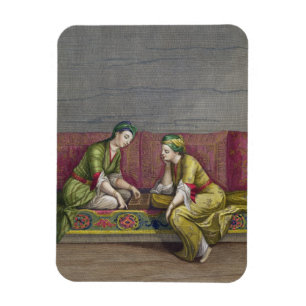 Türkische Mädchen, Mangala spielen, 18. Jahrhunder Magnet