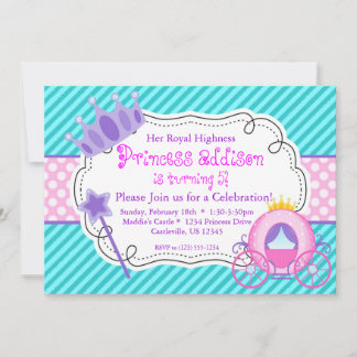 Türkische Prinzessin Crown Carriage Birthday Party Einladung