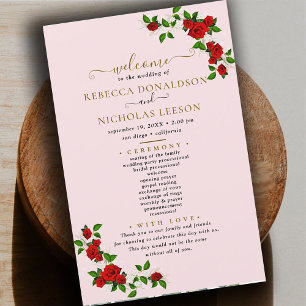 Türkische Rose Blume Botanisches Hochzeitsprogramm