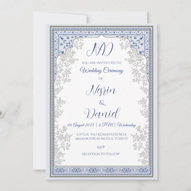 Türkische Royal Theme Wedding Invitation Card Einladung (Vorderseite)