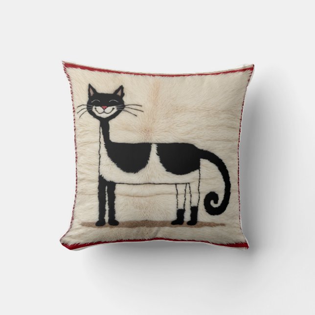 Türkische Schätze: Kat Schwarz-weiß Kilim Kissen (Vorderseite)